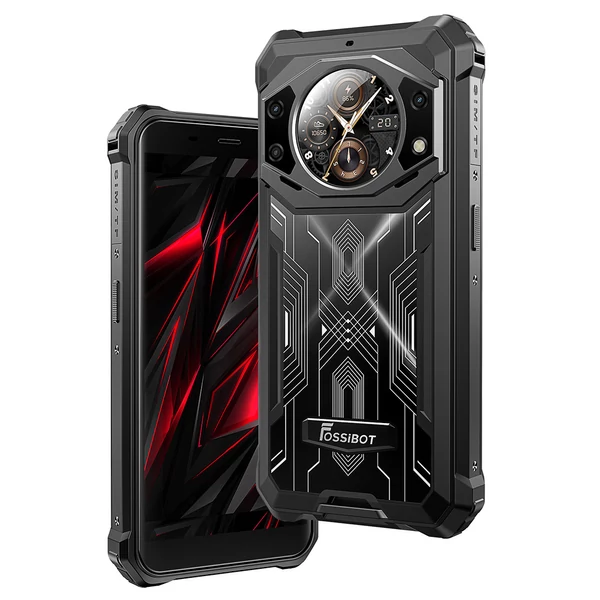 FOSSiBOT F101 PRO strapabíró okostelefon 8GB+128GB, AI tripla kamera, 10600mAh akku, Android 13, NFC - fekete