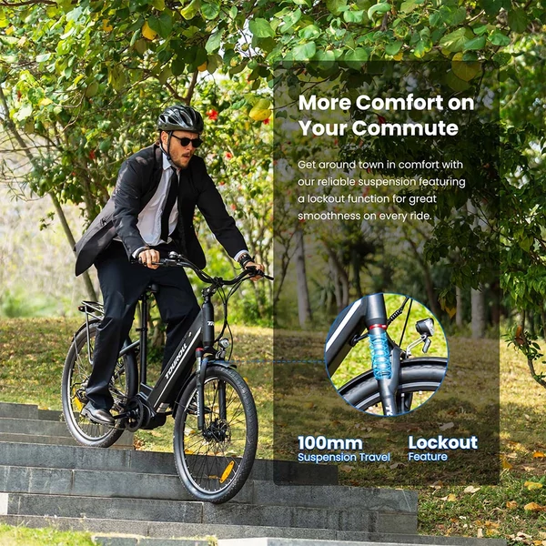 Touroll MA1 elektromos kerékpár, 250W középmotor, 36V 13Ah akkumulátor, 26” kerék, 25 km/h, 110 km hatótáv, Shimano 7 sebesség