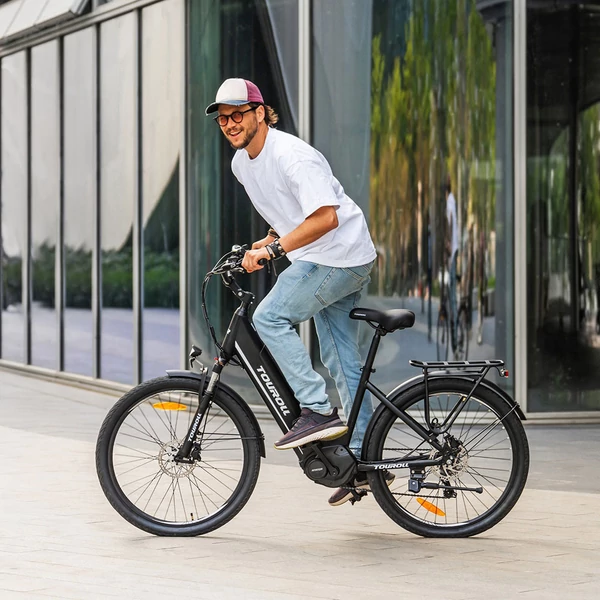 Touroll MA1 elektromos kerékpár, 250W középmotor, 36V 13Ah akkumulátor, 26” kerék, 25 km/h, 110 km hatótáv, Shimano 7 sebesség