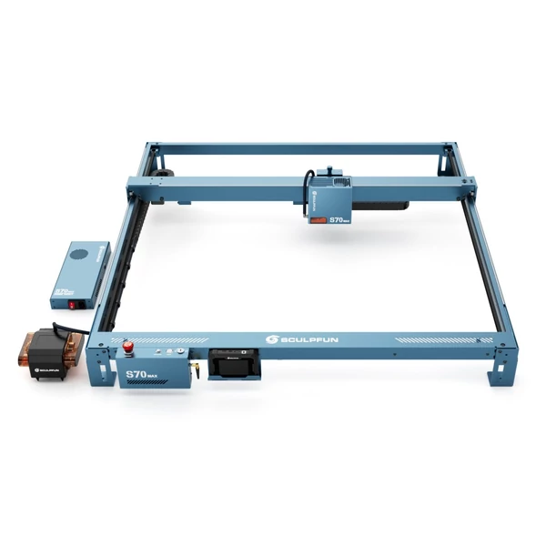 SCULPFUN S70 MAX 70W Lézergravírozó – Nagy sebesség (36 000 mm/perc), precíz pont (0,15×0,12 mm), 830×800 mm