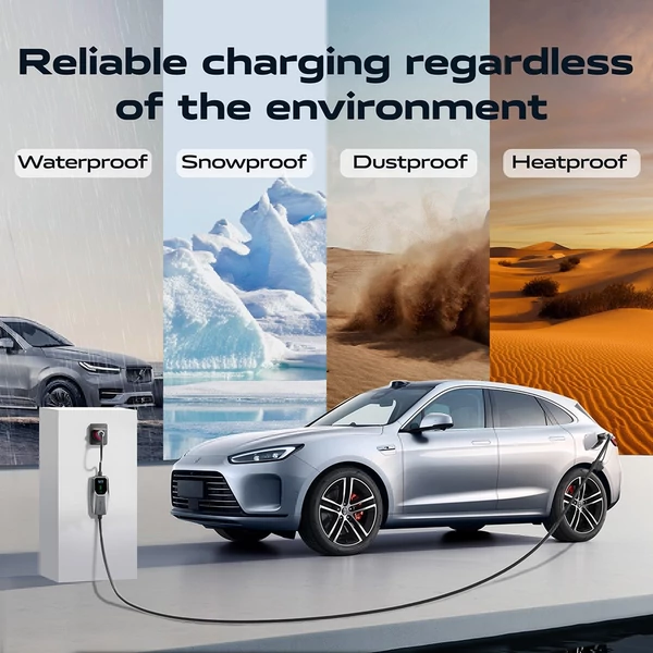 VDL POWER EC31 hordozható EV töltő, 11kW gyorstöltés, 5m kábel, állítható áramerősség, Type 2, IP65, LCD kijelző