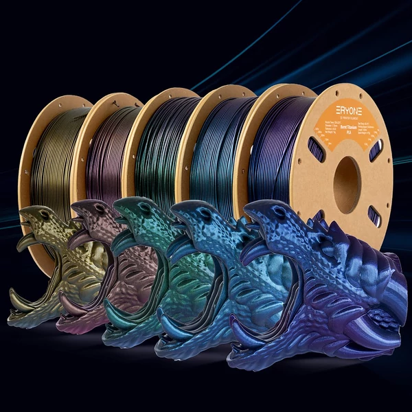 5kg ERYONE Burnt Titanium PLA szett (kék-lila, piros, zöld, kék, sötét arany – 5×1kg filament)