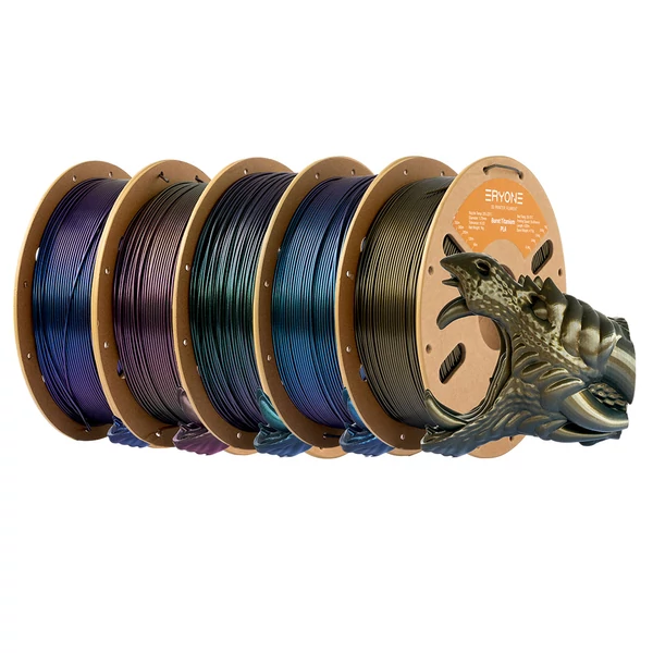5kg ERYONE Burnt Titanium PLA szett (kék-lila, piros, zöld, kék, sötét arany – 5×1kg filament)