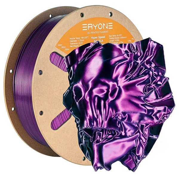 4kg ERYONE nagysebességű selyem dual-color PLA filament szett (piros-zöld, kék-zöld, kék-piros, lila-fekete)