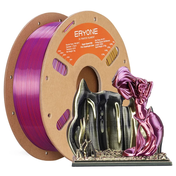 5kg ERYONE nagysebességű 4 színű selyem PLA filament – Twilight Glow, Metallic Frenzy, Royal Essence, Gorgeous Harmony, Aurora Dream