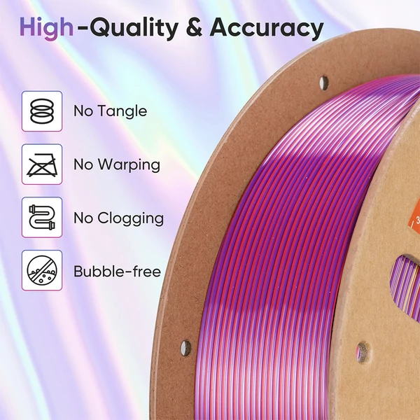 5kg ERYONE nagysebességű 4 színű selyem PLA filament – Twilight Glow, Metallic Frenzy, Royal Essence, Gorgeous Harmony, Aurora Dream