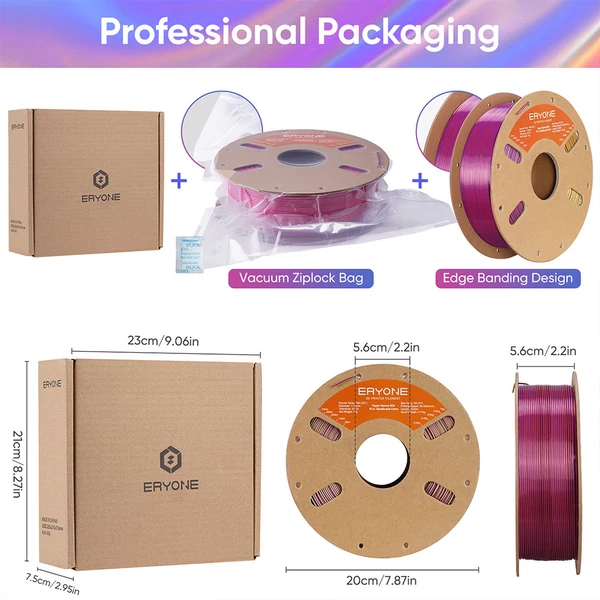 5kg ERYONE nagysebességű 4 színű selyem PLA filament – Twilight Glow, Metallic Frenzy, Royal Essence, Gorgeous Harmony, Aurora Dream
