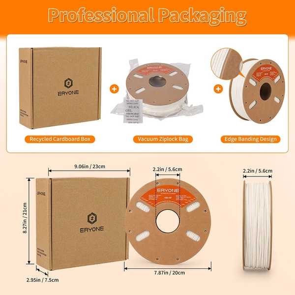 ERYONE ASA filament 1kg, fehér – UV-álló, időjárásálló, üvegszál-erősítésű 3D nyomtató alapanyag