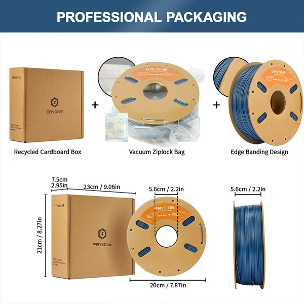 ERYONE szénszál erősítésű ASA filament 1kg – kék, UV-álló, kültéri 3D nyomtatáshoz