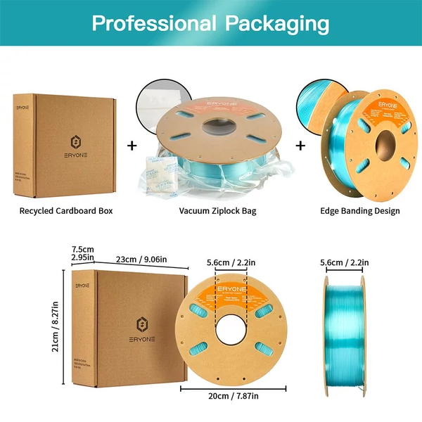 ERYONE nagy sebességű áttetsző PETG filament, 1kg – égkék 3D nyomtató szál