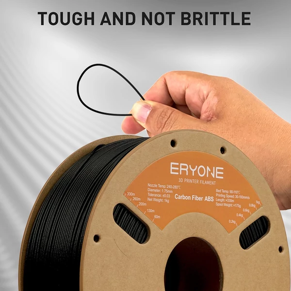 ERYONE szénszál-erősített fekete ABS filament 1kg – nagy szilárdságú 3D nyomtató alapanyag