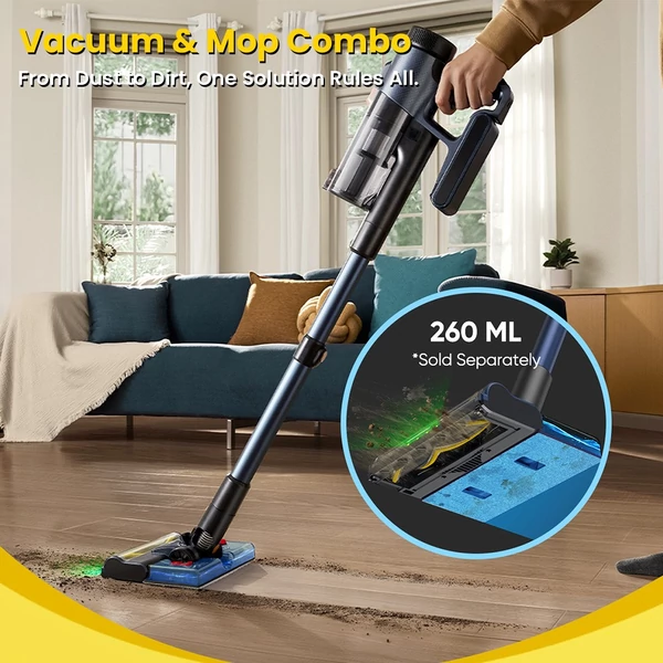 Vactidy V12 vezeték nélküli porszívó, 50 000Pa szívóerő, 450W, 2 az 1-ben száraz-nedves takarítás, LED kijelző, 50 perc üzemidő