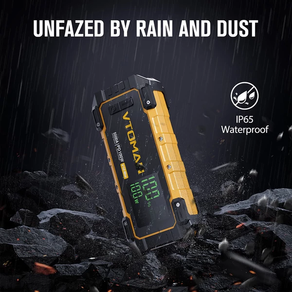 VTOMAN V10 Max 5500A autó bikázó, 12V indító, 24000mAh power bank, PD100W gyorstöltés, IP65 vízálló, benzin & 12L dízelhez