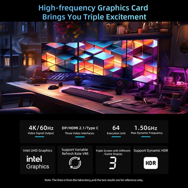 BMAX B10 Pro mini PC, Intel i7-13620H, 24GB RAM, 1TB SSD, tripla kijelző, WiFi 6, BT 5.2, HDMI, DP, Type-C