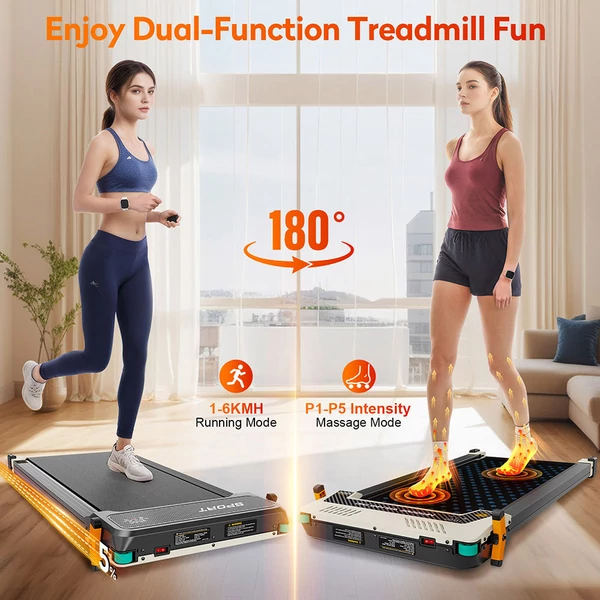 Akluer 520A-A kétoldalas Walking Pad shiatsu lábmasszázzsal, 2.5HP csendes motorral, 150 kg teherbírással, LED kijelzővel és távirányítóval