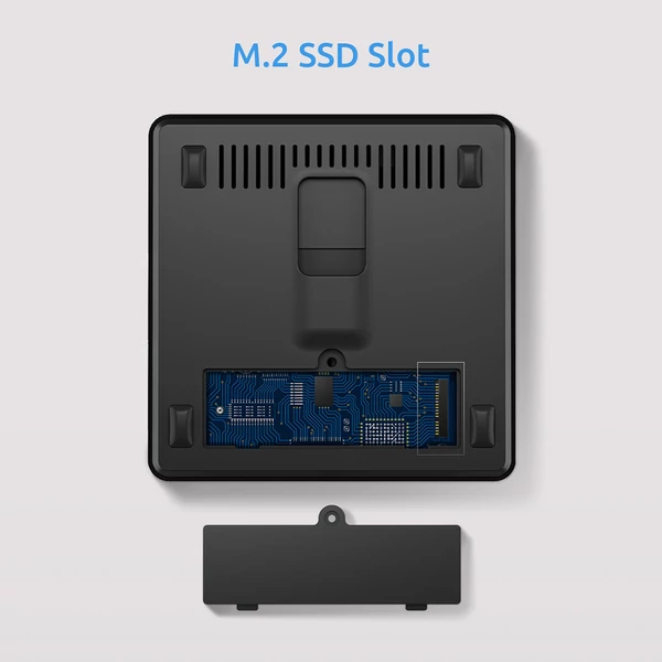 ERVPES B20E mini PC, Intel J3710, 8GB RAM, 128GB SSD, kétmonitoros kijelző, WiFi 5, Bluetooth 5.0, HDMI, VGA, USB, kompakt asztali gép