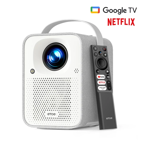 ETOE Seal projektor 400 ANSI, natív 1080p, Google TV, automata fókusz és trapézkorrekció