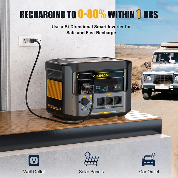 VTOMAN Flashspeed 1000 hordozható erőmű, 1000W (2000W csúcs), 828Wh LiFePO4 akkumulátor, AC/USB/DC kimenetekkel