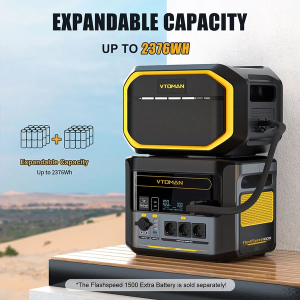VTOMAN Flashspeed 1000 hordozható erőmű, 1000W (2000W csúcs), 828Wh LiFePO4 akkumulátor, AC/USB/DC kimenetekkel