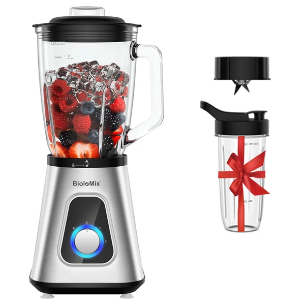 BioloMix SF701 1300W turmixgép 1,5L üvegkancsóval, 2 sebességgel és pulzáló funkcióval
