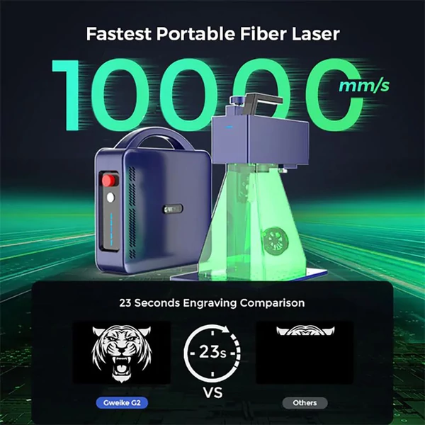 Gweike G2 Pro 20W szálas lézergravírozó, 150x150mm, max 1,5mm mélység, 30+ szín, automata emelés
