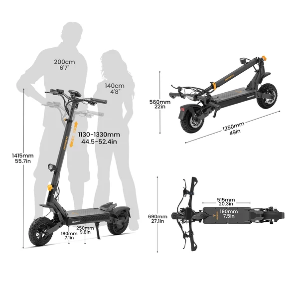 Ausom L1 Max elektromos roller, 1000W motor, 48V 20,8Ah akku, 90 km hatótáv, 50 km/h, 10" kerék, dupla tárcsafék, NFC-zár, rugós felfüggesztés