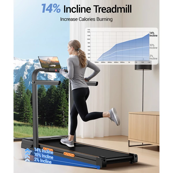 ROBORE X5F összecsukható futópad, 2.5 LE, 10 km/h, 150 kg teher, 14% dőlésszög, LED kijelző, távirányító