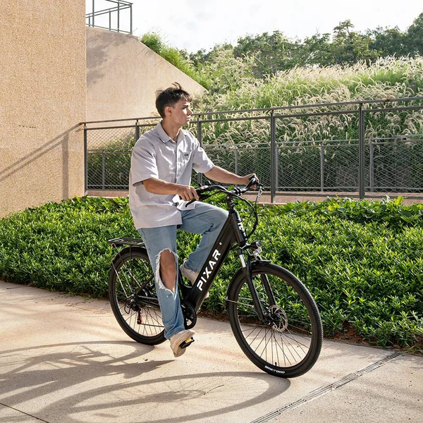 PIXAR Cruiser elektromos kerékpár, 250W, 36V 12.8Ah akku, 27.5" kerék, 25km/h, 100km hatótáv, hidraulikus tárcsafék, Shimano 7 sebesség - fekete