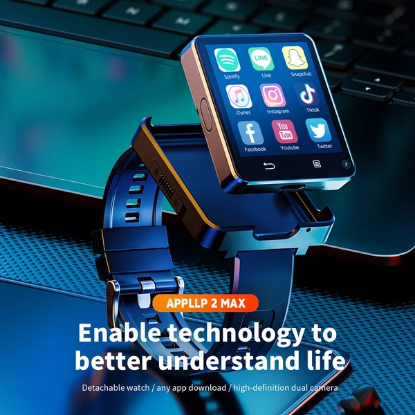 LOKMAT APPLLP 2 MAX levehető okosóra, 4GB RAM, 64GB ROM, 2,64" kijelző, Android 11, 4G/5G SIM, Bluetooth, GPS, 1200mAh