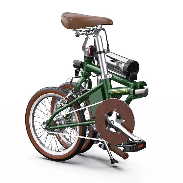 ONESPORT OT02 összecsukható elektromos bicikli, 250W, 36V 5.2Ah, 16” gumi, 25km/h, 25km hatótáv, V-fék - zöld﻿