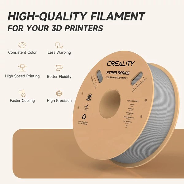 Creality Hyper-PLA nyomtatószál 1kg - Szürke, kiváló minőségű 3D nyomtatáshoz