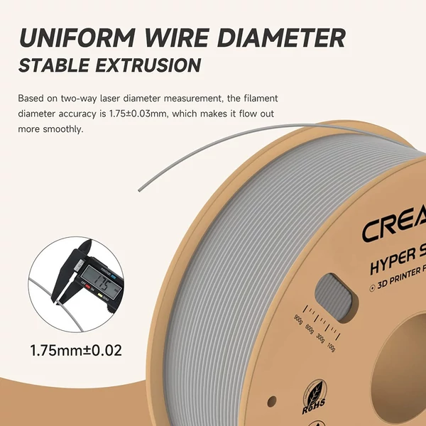 Creality Hyper-PLA nyomtatószál 1kg - Szürke, kiváló minőségű 3D nyomtatáshoz