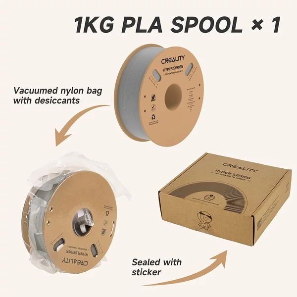 Creality Hyper-PLA nyomtatószál 1kg - Szürke, kiváló minőségű 3D nyomtatáshoz