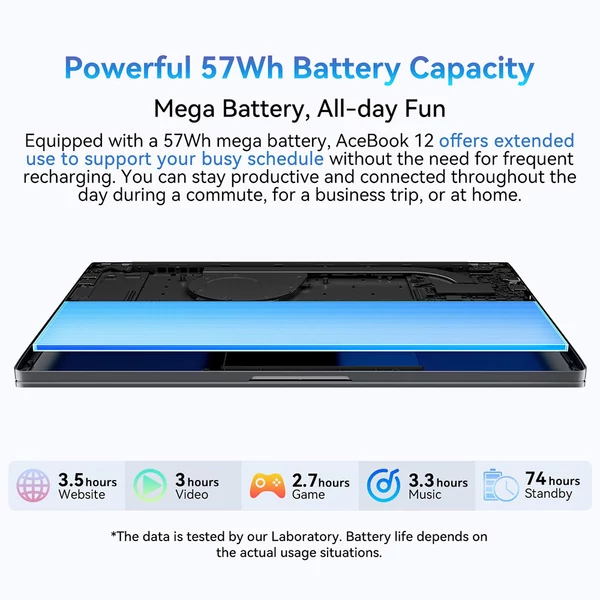 Blackview Acebook 12 laptop, 16" IPS, Intel i5, 16GB RAM, 512GB SSD, WiFi, Bluetooth, Type-C, HDMI, hosszú üzemidő