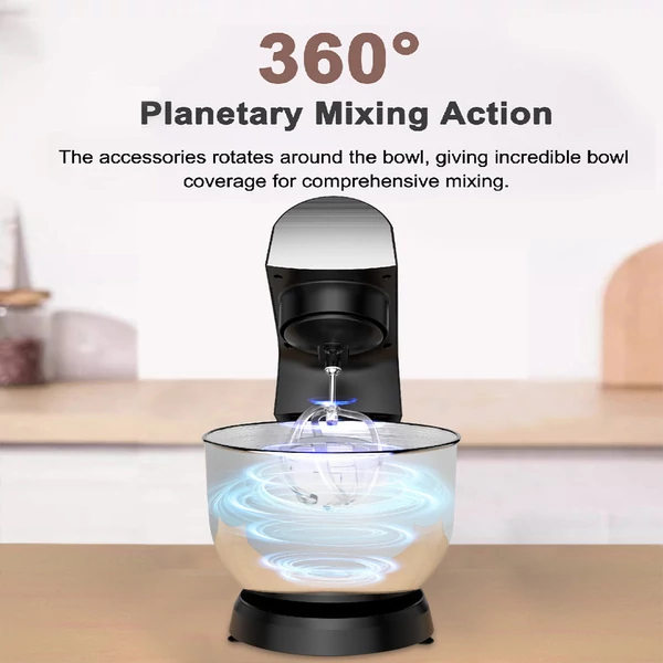 SVEWT 1500W konyhai robotgép, 5,5L rozsdamentes tál, dagasztó, keverő, habverő, 10 sebesség sütéshez