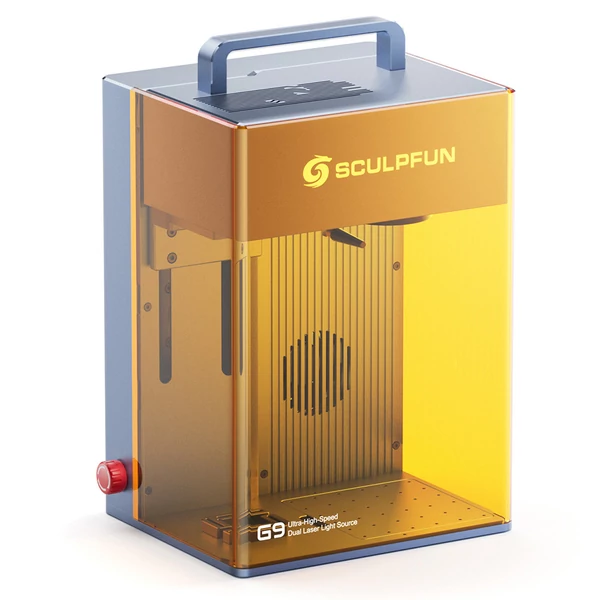 SCULPFUN G9 Duál Lézer Gravírozó, 2W IR & 10W Kék, 5000mm/s, 0,001mm pontosság, Elektromos emelő, 105×105mm