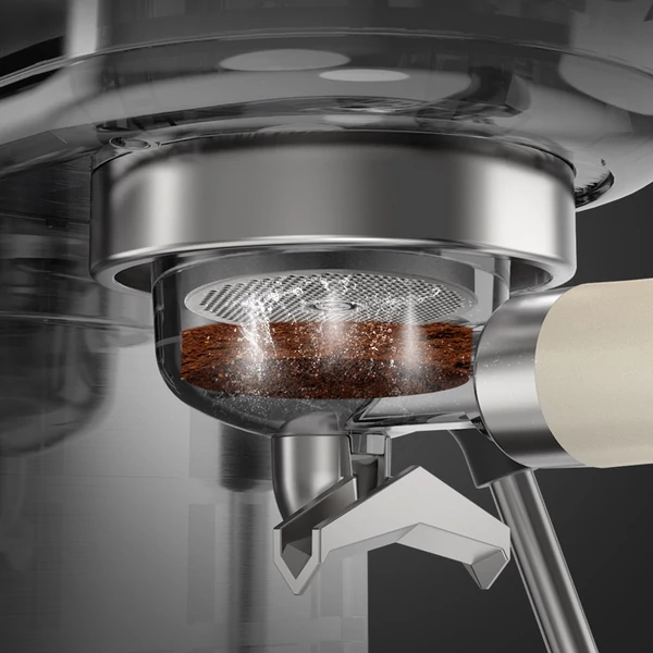 HiBREW H10B félautomata presszókávéfőző, 20 bar, állítható hőmérséklet, 51mm portaszűrő, 1,3L víztartály - bézs