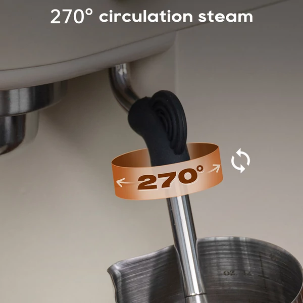 HiBREW H10B félautomata presszókávéfőző, 20 bar, állítható hőmérséklet, 51mm portaszűrő, 1,3L víztartály - bézs