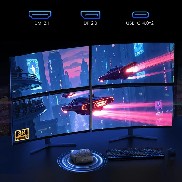 MINIX ER936-AI Mini PC, AMD Ryzen AI 9 365, 10 mag, 5.0GHz, 32GB DDR5, 1TB SSD, 4K HDMI/DP/USB-C, WiFi 6E, BT 5.2, 2x2.5G LAN