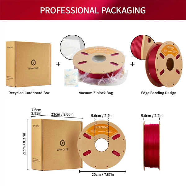ERYONE Standard PLA Filament 1kg – Rózsa Piros 3D Nyomtató Szál, Magas Minőség, Jó Áramlás