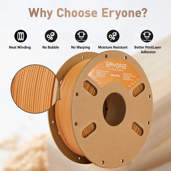 ERYONE Wood PLA 1kg nyomtatószál - Terrakotta fa hatású PLA filament