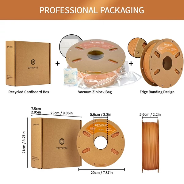 ERYONE Wood PLA 1kg nyomtatószál - Terrakotta fa hatású PLA filament