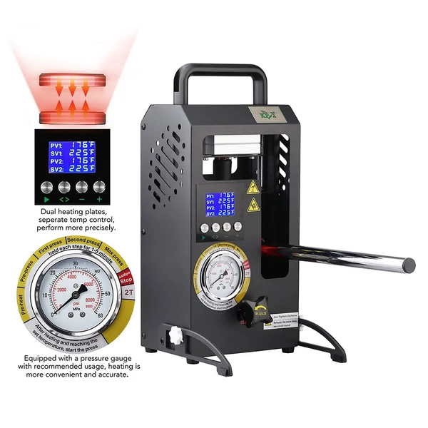 LTQ VAPOR KP-2 hőprés gép, 2 tonnás dupla fűtőlapos prés, állítható hőmérséklet-szabályozással