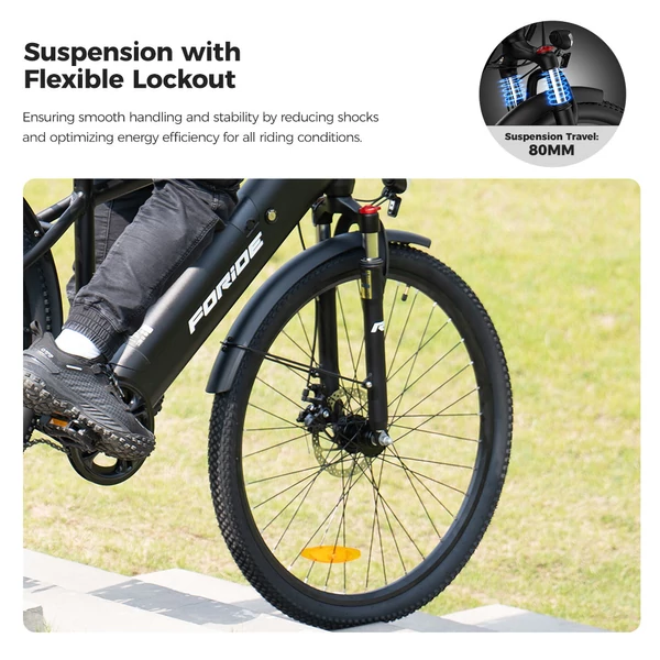 Foride Roamer 1 step-over elektromos kerékpár 250W, 36V 13Ah, 27,5”, 25 km/h, 100 km, tárcsafék, teleszkóp lockout, Shimano 7s