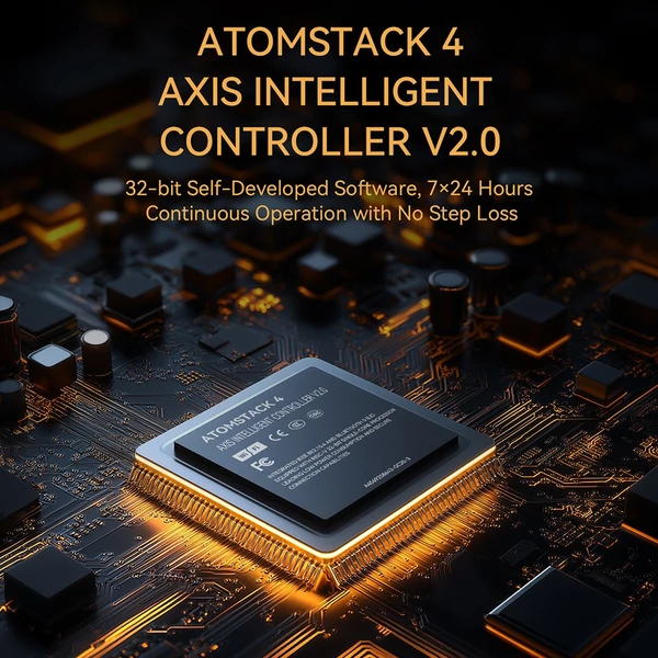 ATOMSTACK C4 Pro CNC marógép 200W, 4 tengelyes vezérlés, 0,1 mm pontosság, 420x420 mm fa/fém/PCB munkaterület