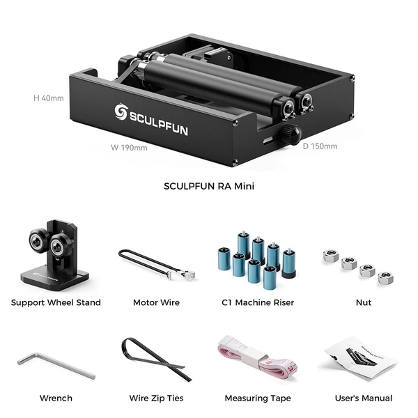 SCULPFUN RA Mini forgató henger iCube Ultra / iCube sorozat / C1 lézergravírozóhoz