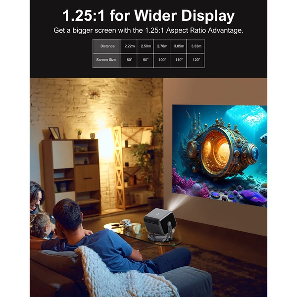 Ultimea Nova C40 Projektor – Netflix 1080P, Android TV 11.0, 600 ANSI Lumen, 4K dekódolás, Auto Fókusz, Dolby Audio és Gimbal állvány