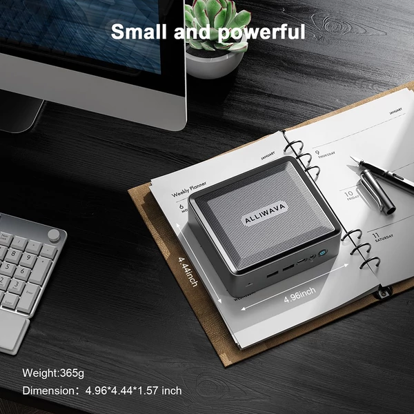ALLIWAVA U58 mini PC AMD Ryzen 7 5825U, 32GB RAM 512GB SSD, WiFi 6E, Bluetooth 5.2, 4K 60Hz 3 kijelző, kompakt asztali számítógép