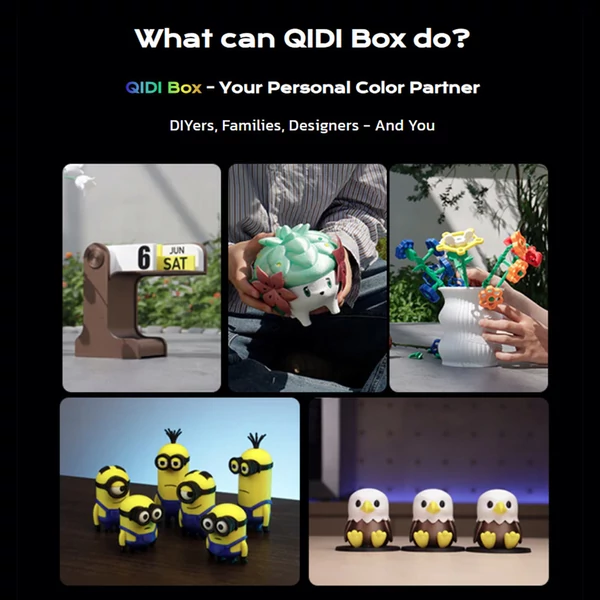 QIDI Box PLUS4 3D nyomtatóhoz: 65°C szárítás, 4 tekercses tároló, 16 színű nyomtatás, automata száladagolás, NFC felismerés