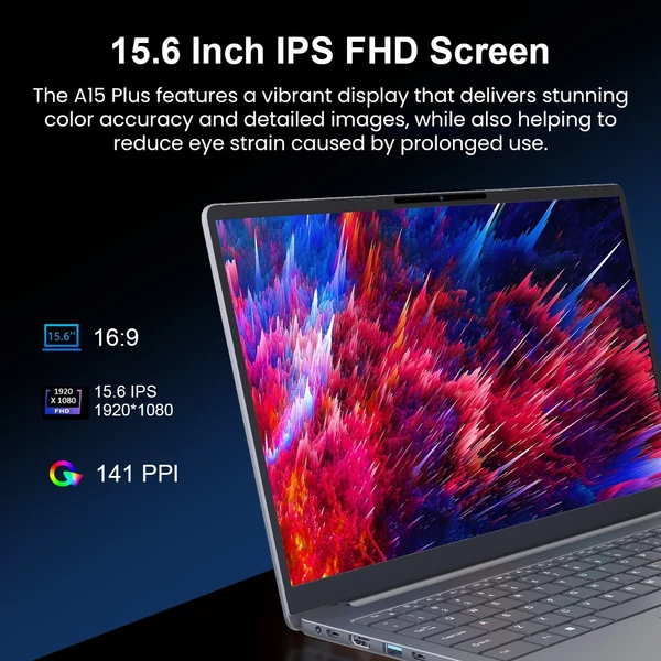 Ninkear A15 Plus laptop, 15.6" FHD, AMD Ryzen 7 5825U, 16GB RAM, 1TB SSD, WiFi 6, ujjlenyomat-olvasó, 5500mAh, Type-C, HDMI, Bluetooth 5.2 - Szürke